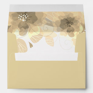 Sepia beige flowers, initials floral fall wedding envelope