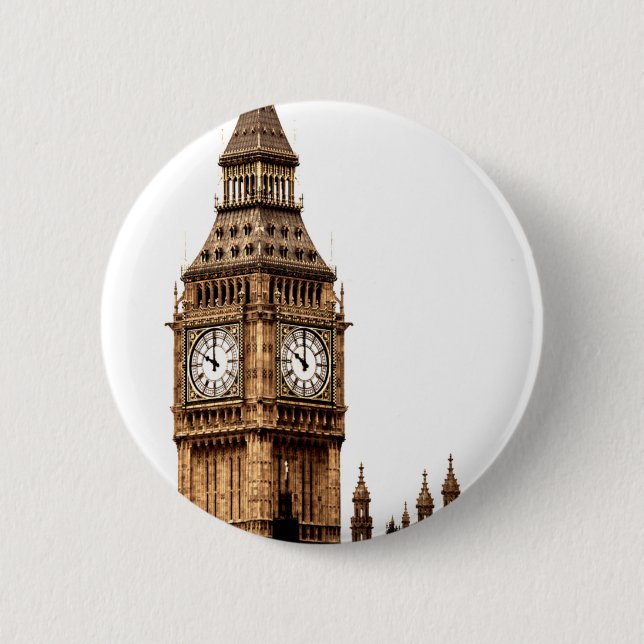 Sepia Big Ben Tower 2 Inch Round Button (Front)