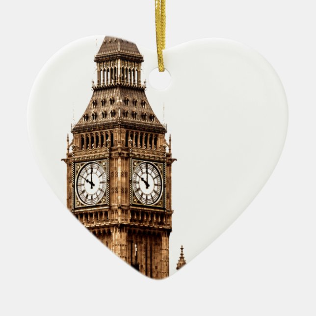 Sepia Big Ben Tower Ceramic Ornament (Front)