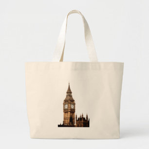 Sepia Big Ben Tower Large Tote Bag