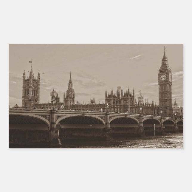 Sepia Big Ben Tower Palace of Westminster Sticker (Front)