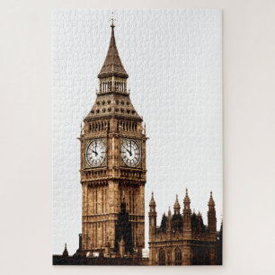 Sepia Big Ben Tower Travel Art Jigsaw Puzzle