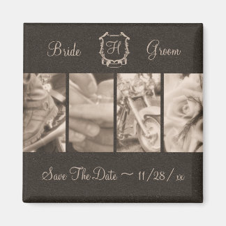 Sepia Biker Wedding Photos Save the Date Magnet