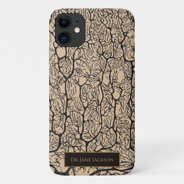 Sepia Black Purkinje Neuron Drawing Neurologist Case-Mate iPhone Case (Back)
