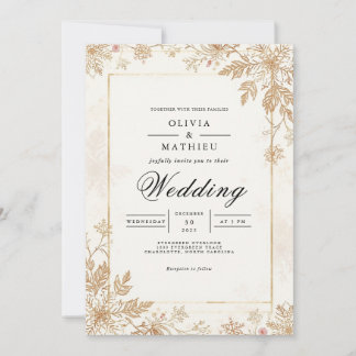 Sepia Branch Flourish Wedding Invitation