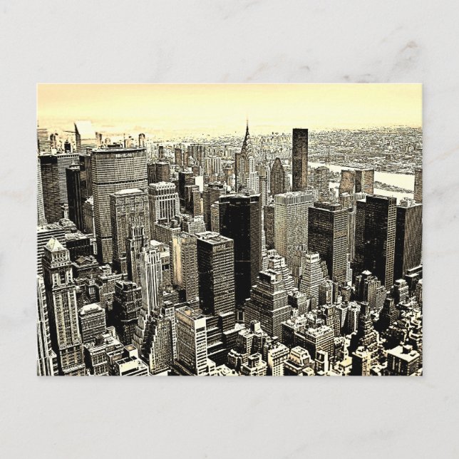 Sepia Brown New York City Old Style Postcard (Front)