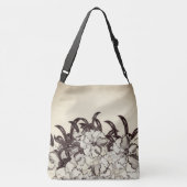 Sepia Brown Orchid Garden Sketch Crossbody Bag (Back)