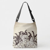 Sepia Brown Orchid Garden Sketch Crossbody Bag (Front)