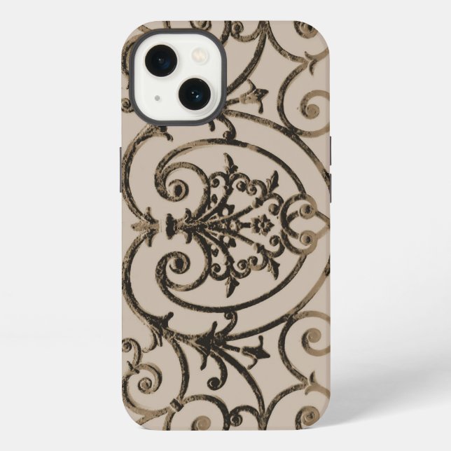 Sepia brown scrollwork pattern Case-Mate iPhone ca Case (Back)
