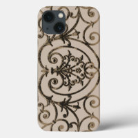 Sepia brown scrollwork pattern Case-Mate iPhone ca