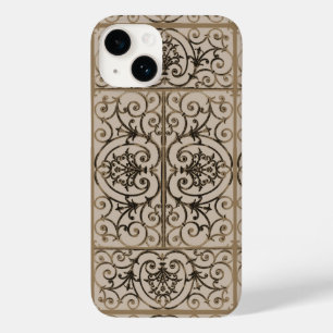 Sepia brown scrollwork pattern Case-Mate iPhone 14 case