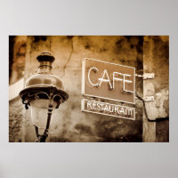 Sepia cafe sign, Paris, France