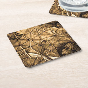 Sepia Ceiling Architecture Square Paper Coaster