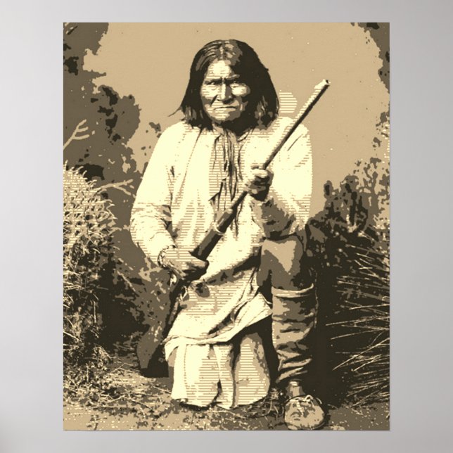 Sepia Chief Geronimo Pop Art Poster (Front)