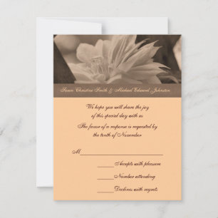 Sepia Clematis Flower Wedding RSVP Card