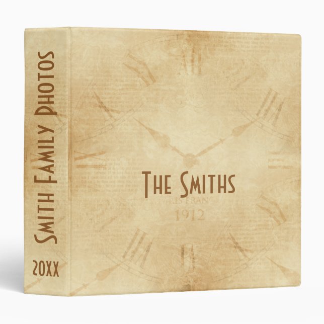 Sepia Clock Face Steampunk Binder (Front/Spine)