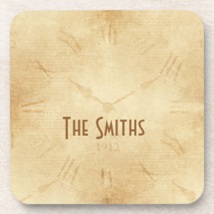 Sepia Clock Face Steampunk Coaster