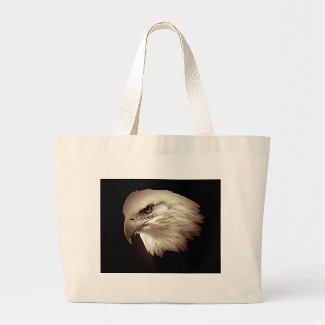 Sepia Colour Bald Eagle Large Tote Bag (Front)