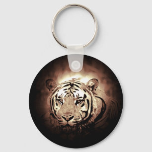 Sepia Colour Tiger Wild Big Cat Keychain