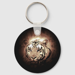 Sepia Colour Tiger Wild Big Cat Keychain