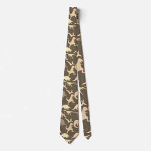 Sepia Colour Tone Dinosaur silhouette pattern. Tie