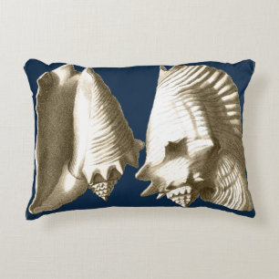 Sepia Conch Seashells Decorative Pillow