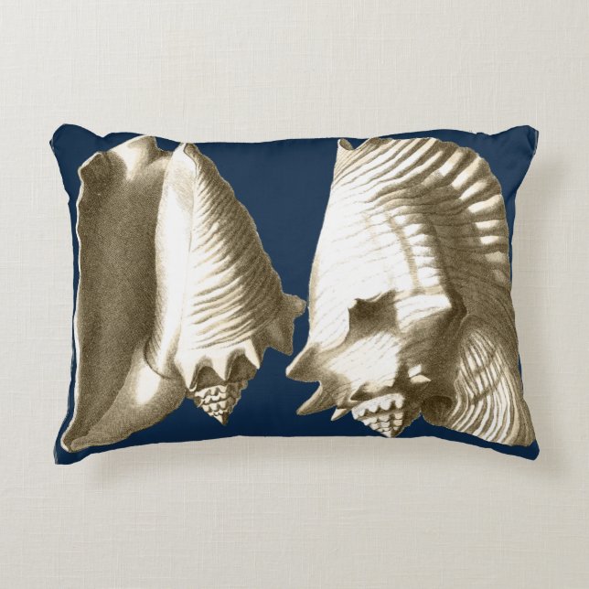 Sepia Conch Seashells Decorative Pillow (Front)