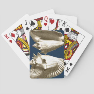 Sepia Conch Seashells Playing Cards