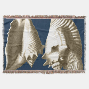 Sepia Conch Seashells Throw Blanket