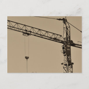 Sepia Construction Crane Postcard