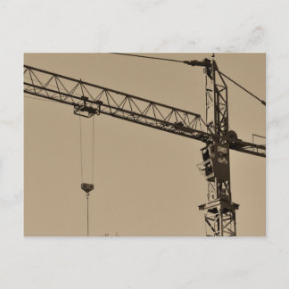Sepia Construction Crane Postcard