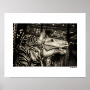 Sepia County Fair Carousel Poster Print