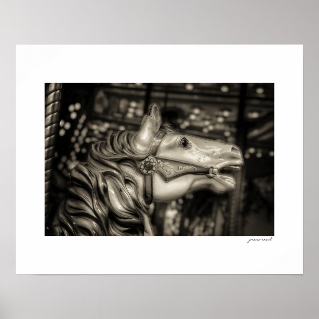Sepia County Fair Carousel Poster Print (Front)
