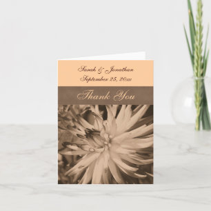 Sepia Dahlia Flower Wedding Thank You Card