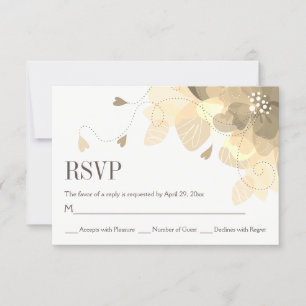 Sepia delicate fall flowers floral wedding RSVP Card