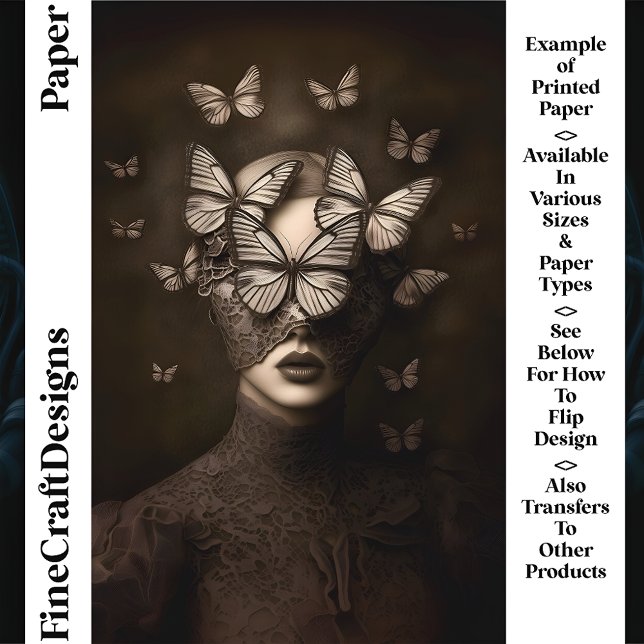 Sepia Dentelle & Papillons Blindfold CR7 Papier ar (Créateur téléchargé)