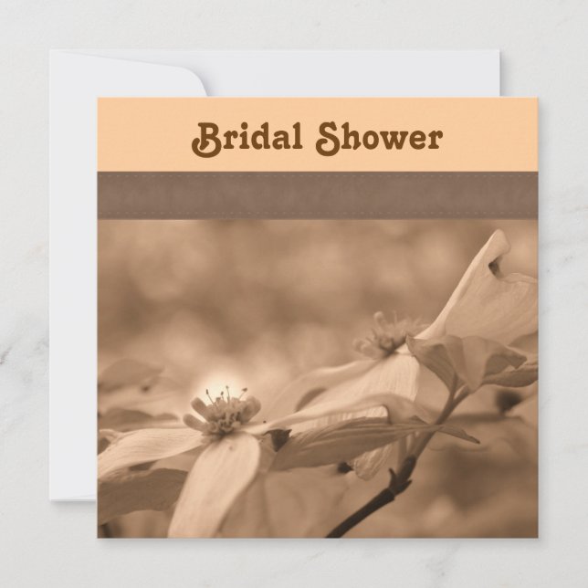 Sepia Dogwood Flowers Invitation à la douche nupti (Devant)