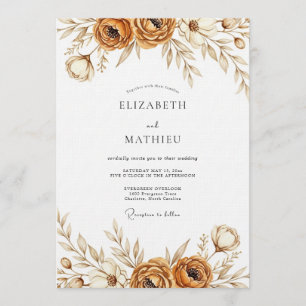 Sepia Earthy Bloom Wedding Invitation