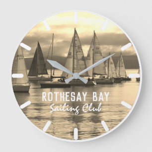 Sepia-Effect Photo of Yachts Lining up to Race Large Clock