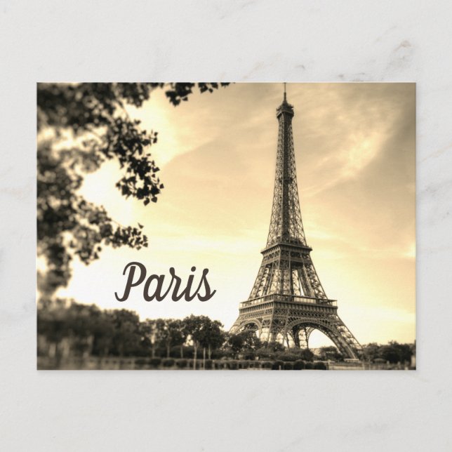Sepia Eiffel Tower Paris Europe Travel Photo Postcard (Front)