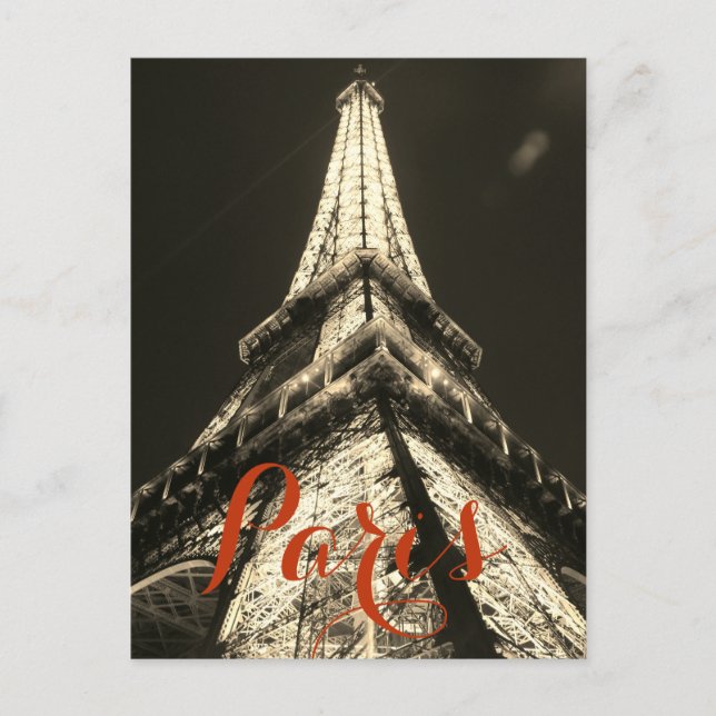Sepia Eiffel Tower Paris France Stylish Classical Postcard (Front)