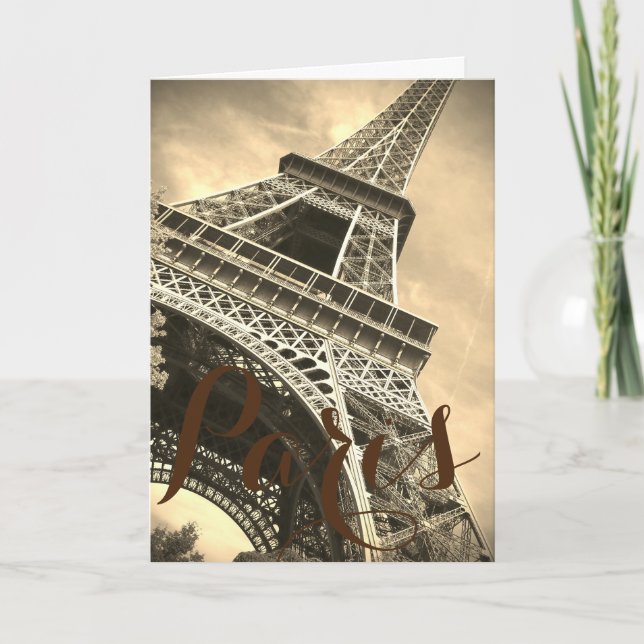 Sepia Eiffel Tower Paris France Vintage Travel  Card (Front)