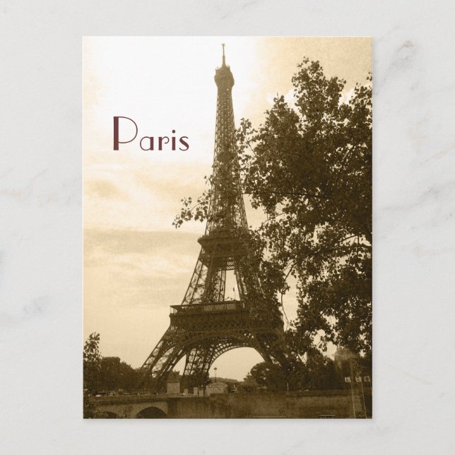 Sepia Eiffel Tower--Paris Postcard (Front)