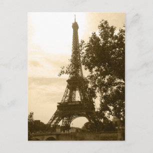Sepia Eiffel Tower Postcard