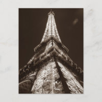 Sepia Eiffel Tower Romance Night of Paris France