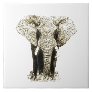 Sepia Elephant Tile
