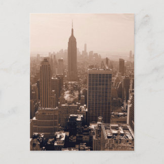 Sepia Empire State Building from Rockefeller Postcard