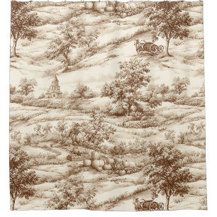 Sepia Farmhouse Pumpkin Toile Harvest Pattern