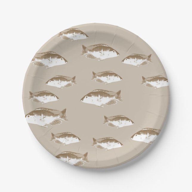 Sepia fish paper plate (Front)