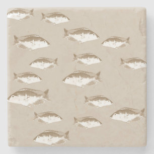 Sepia fish stone coaster